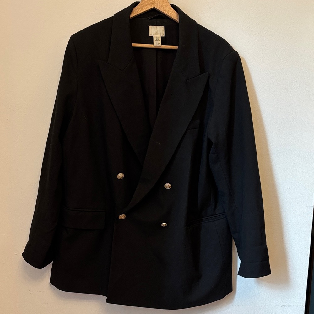 H&M Classic Double-Breasted Black Blazer Jacket